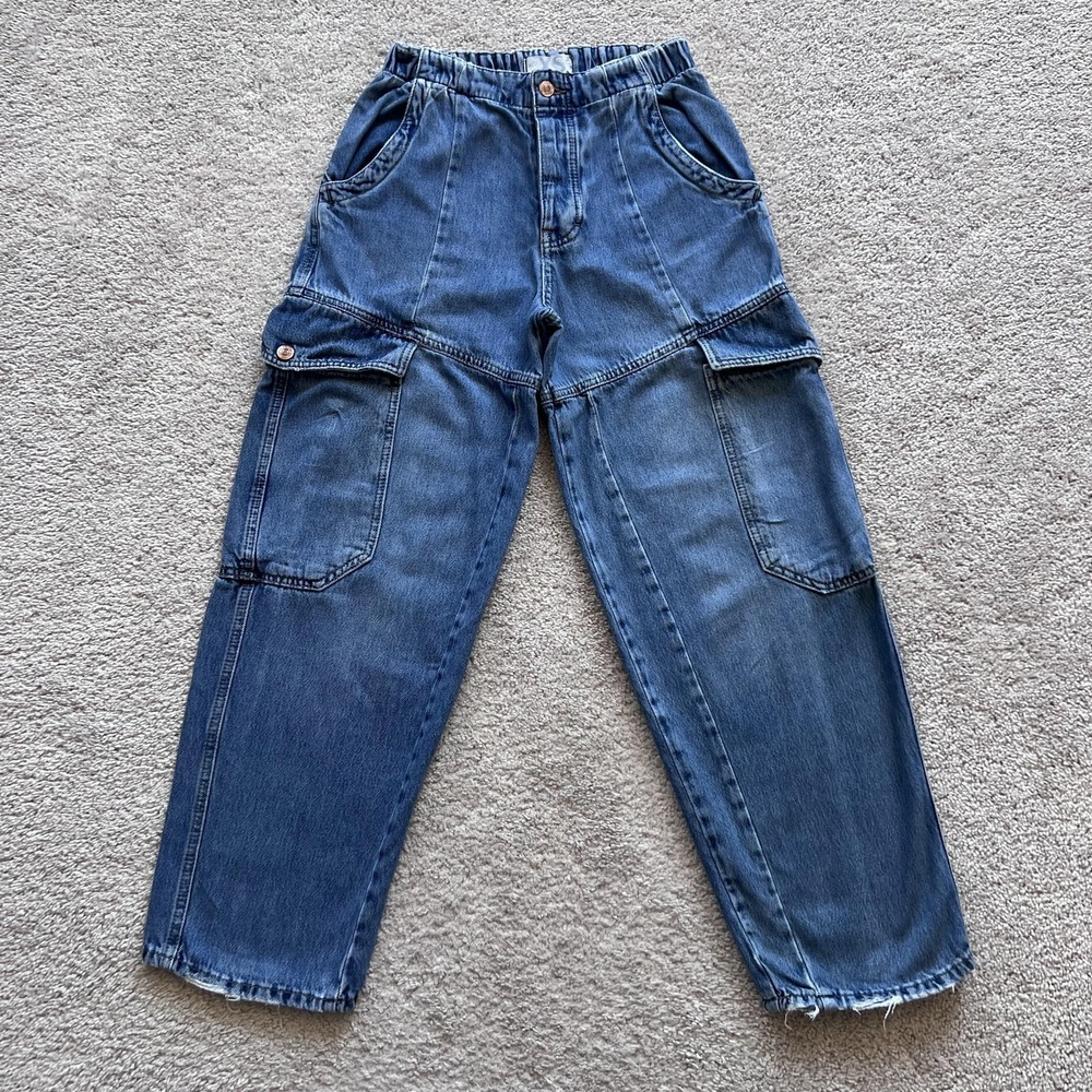We The Free Free People Marx Slouchy Baggy Cargo Jeans Womens XS High Rise
